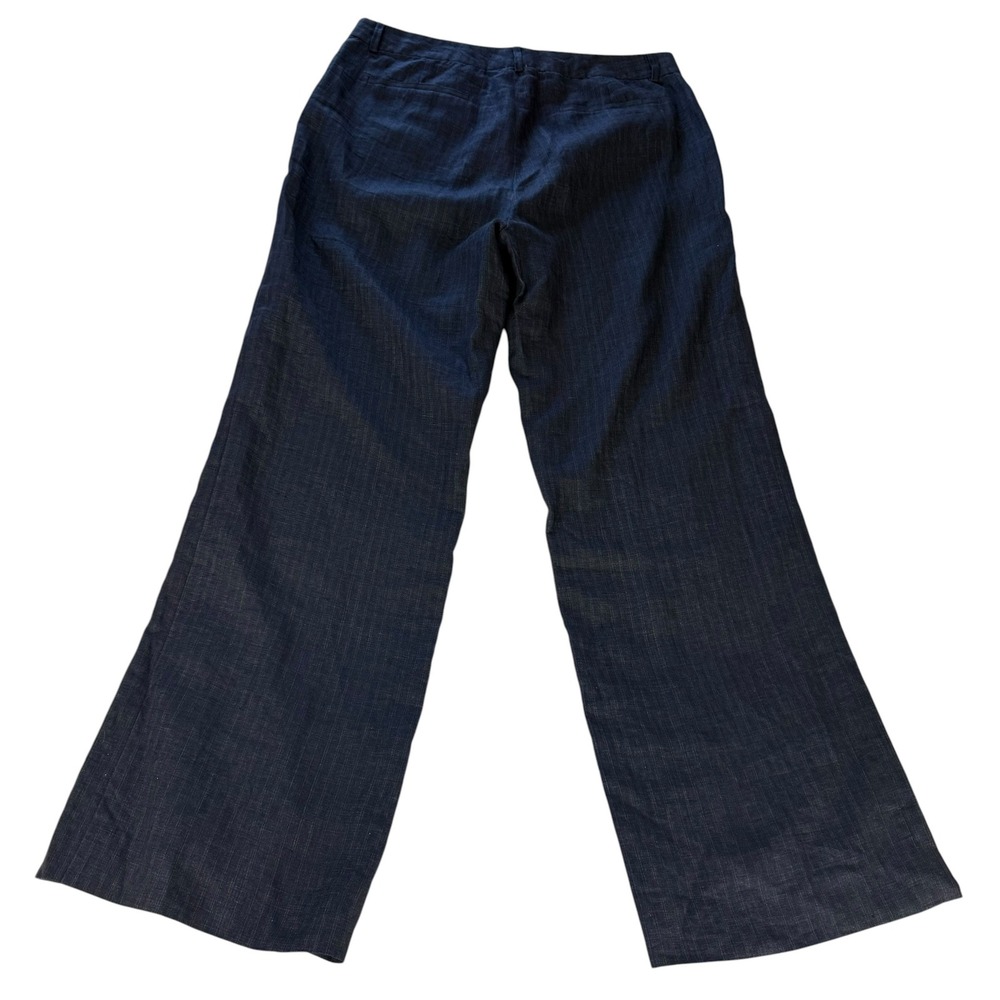 Lauren Ralph Lauren Andover Navy Pinstripe Linen Wide Leg Pants Trousers 14